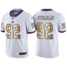 New York Giants #92 Michael Strahan White Gold Special Color Rush Jersey