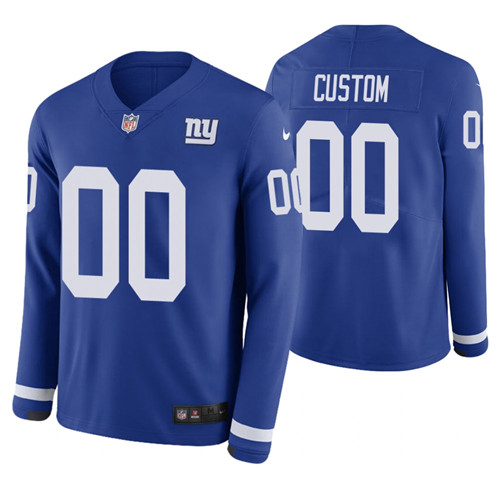 New York Giants Custom Royal Therma Long Sleeve Jersey