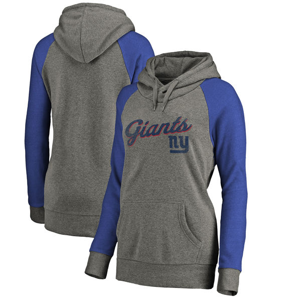 New York Giants NFL Pro Line By Fanatics Branded Women's Timeless Collection Rising Script Plus Size Tri-Blend Hoodie Ash