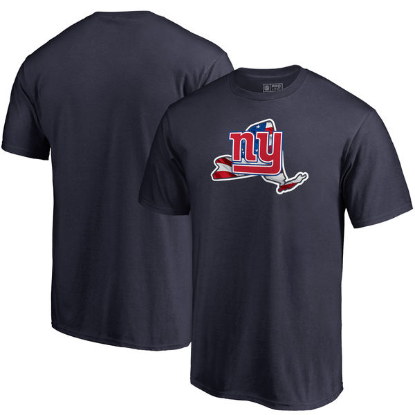 New York Giants Navy NFL Pro Line By Fanatics Branded Banner State T-Shirt