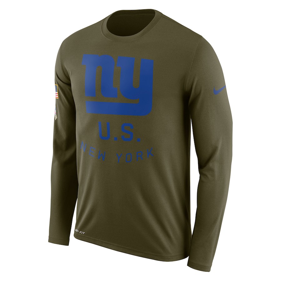 New York Giants Nike Salute To Service Sideline Legend Performance Long Sleeve T-Shirt Olive