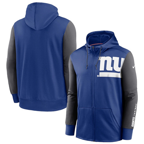 New York Giants Royal Charcoal Fan Gear Mascot Performance Full-Zip Hoodie
