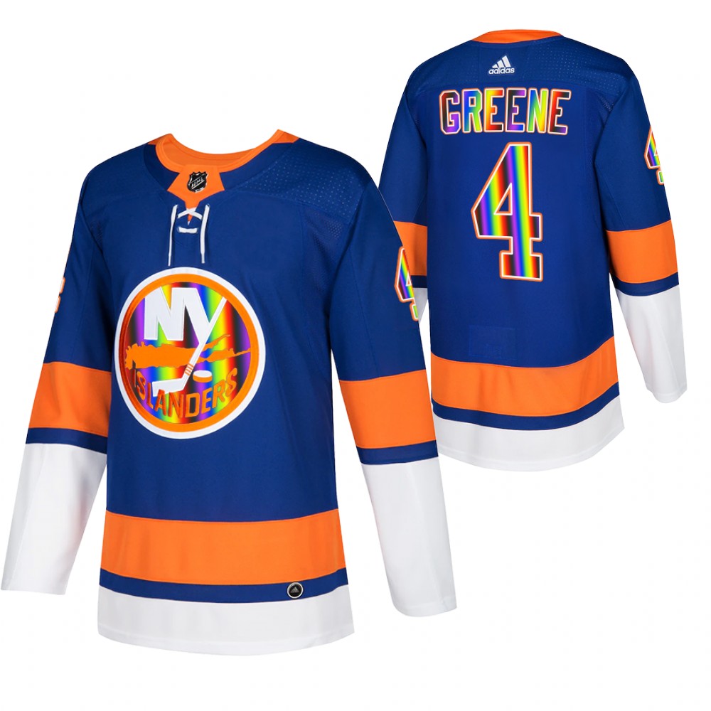 New York Islanders Andy Greene Royal Pride Night 2022 HockeyIsForEveryone Jersey