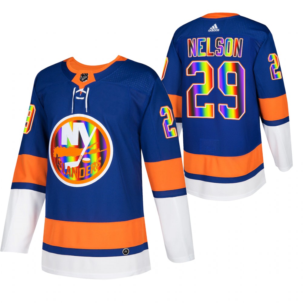 New York Islanders Brock Nelson Royal Pride Night 2022 HockeyIsForEveryone Jersey