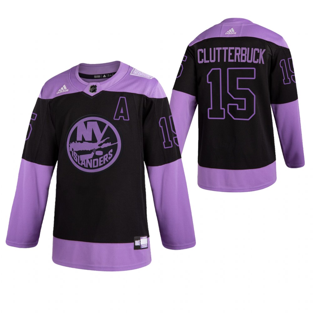 New York Islanders HockeyFightsCancer cal clutterbuck Purple Jersey Authentic