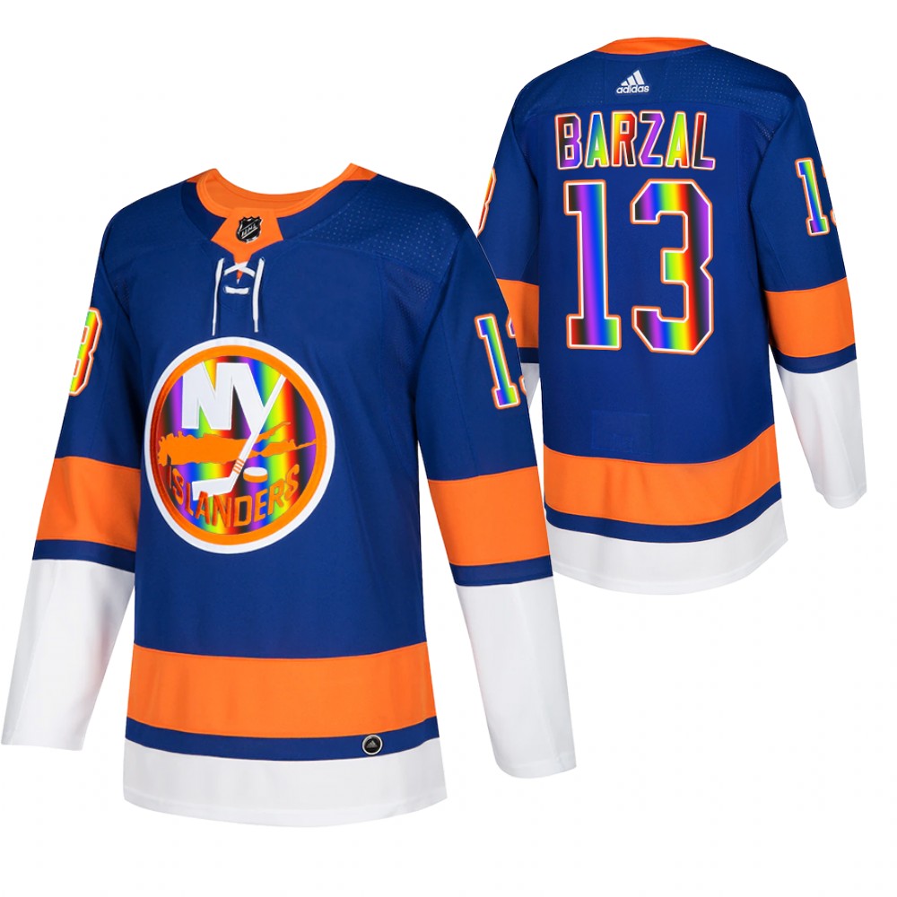New York Islanders Mathew Barzal Royal Pride Night 2022 HockeyIsForEveryone Jersey