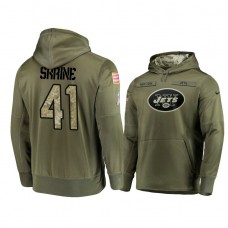 New York Jets #41 Buster Skrine Olive Pullover Hoodie 2018 Salute To Service