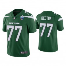 New York Jets #77 Mekhi Becton Green 2021 London Limiteds Patch Limited Jersey