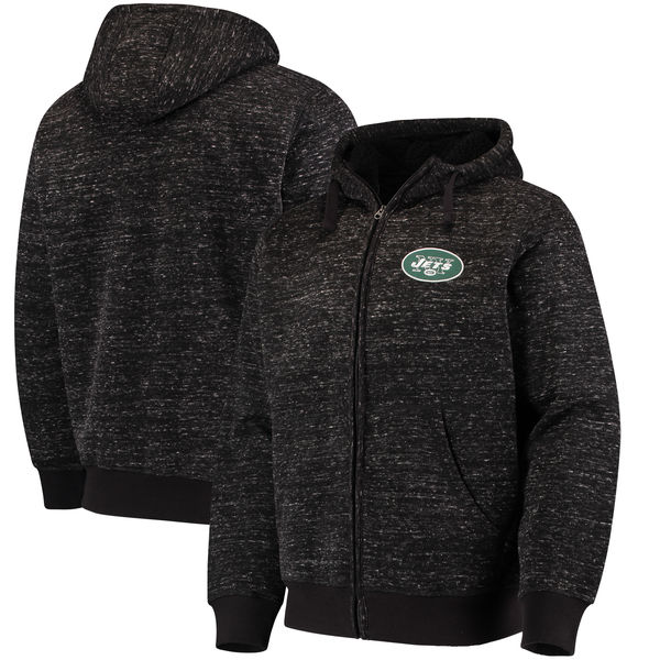 New York Jets G III Sports By Carl Banks Discovery Sherpa Full Zip Jacket Heathered Black