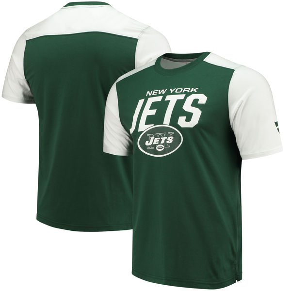 New York Jets NFL Pro Line By Fanatics Branded Iconic Color Blocked T-Shirt Green White