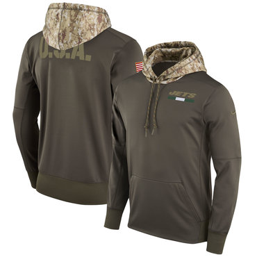 New York Jets Nike Salute To Service Sideline Therma Pullover Hoodie Olive