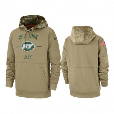 New York Jets Tan Sideline Therma 2019 Salute to Service Pullover Hoodie