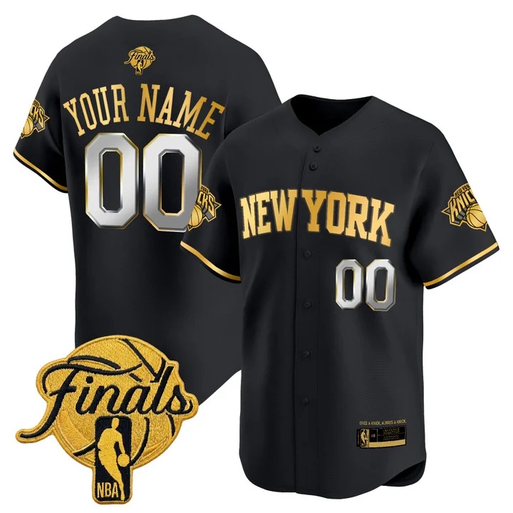 New York Knicks 2026 Finals Vapor Custom Baseball Jersey BLACK