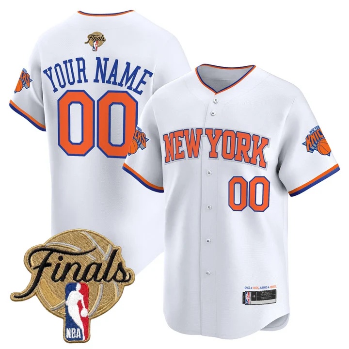 New York Knicks 2026 Finals Vapor Custom Baseball Jersey WHITE