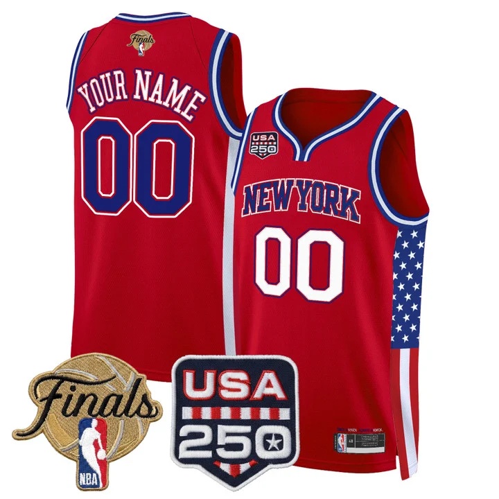 New York Knicks America 250 Edition 2026 Finals patch Custom Swingman Jersey RED