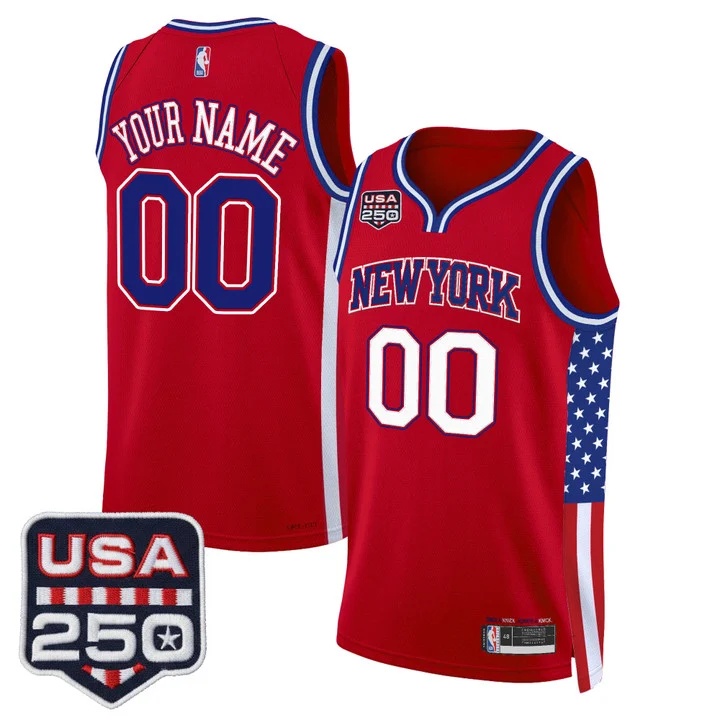 New York Knicks America 250 Edition Custom Swingman Jersey RED