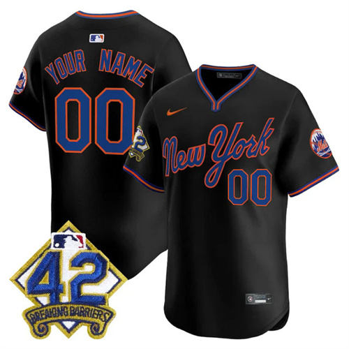 New York Mets 2025 Jackie Robinson Patch Road Alternate Custom Jersey BLACK.webp