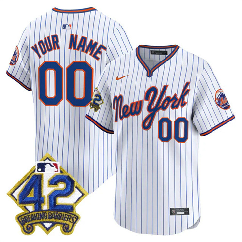 New York Mets 2025 Jackie Robinson Patch Road Alternate Custom Jersey PINSTRIPE.webp