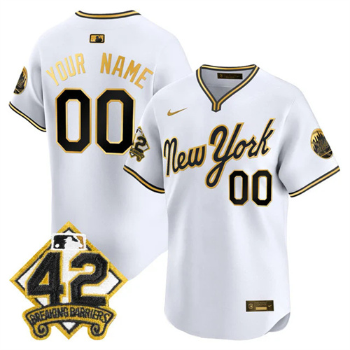 New York Mets 2025 Jackie Robinson Patch Road Alternate Custom Jersey WHITEGOLD.webp