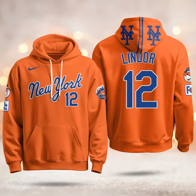New York Mets Blue Road 2025 Hoodie ORANGE #12 LINDOR