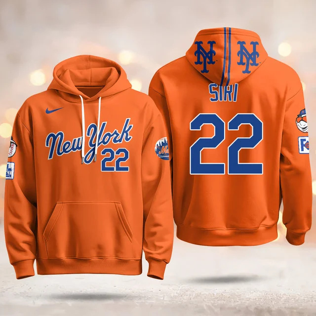 New York Mets Blue Road 2025 Hoodie ORANGE #22 SIRI