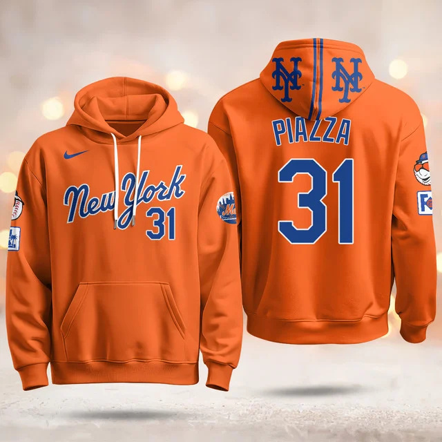 New York Mets Blue Road 2025 Hoodie ORANGE #31 PIAZZA