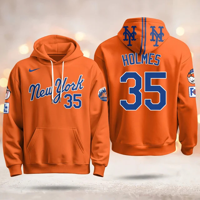 New York Mets Blue Road 2025 Hoodie ORANGE #35 HOLMES