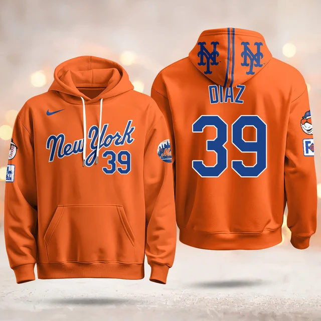 New York Mets Blue Road 2025 Hoodie ORANGE #39 DIAZ