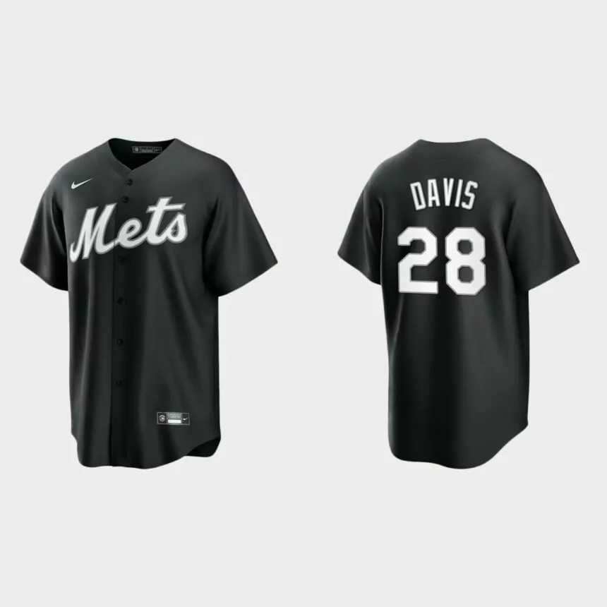 New York Mets J.D. Davis 2021 All Black Fashion Replica Jersey – Black White