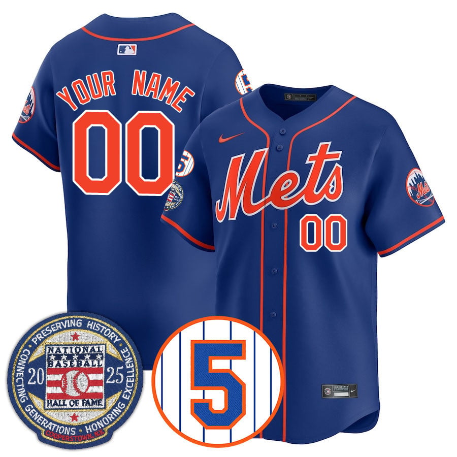 New York Mets Number Retirement & Hall of Fame Gold Custom Jersey ROYAL