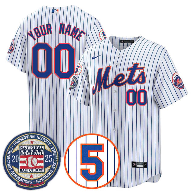 New York Mets Number Retirement & Hall of Fame Gold Custom Jersey WHITE