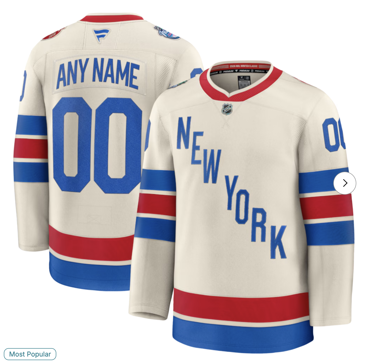 New York Rangers Fanatics 2026 NHL Winter Classic Premium Custom Jersey 