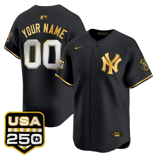 New York Yankees 250America Patch Vapor Premier Limited Custom Jersey BLACK GOLD