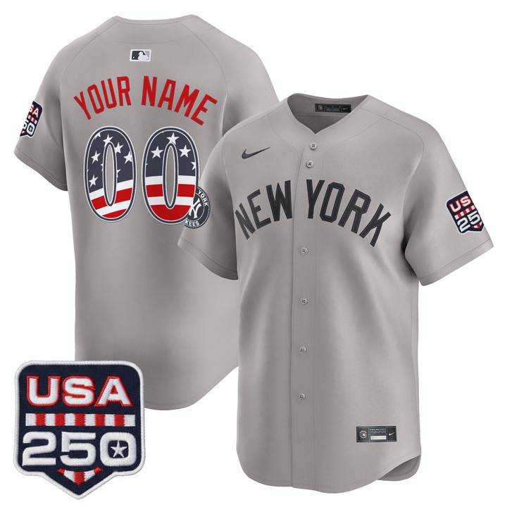New York Yankees USA 250 Fourth of July Vapor Premier Limited Custom Jersey GRAY