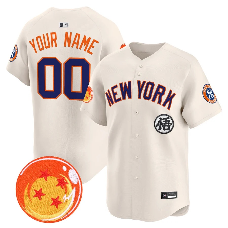 New York Yankees x Dragon Ball Vapor Premier Limited Custom Jersey cream