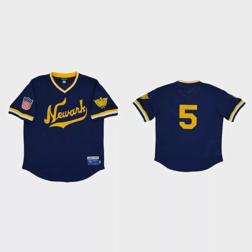 Newark Eagles #5 Rings & Crwns Mesh Replica Jersey – Navy.jpg