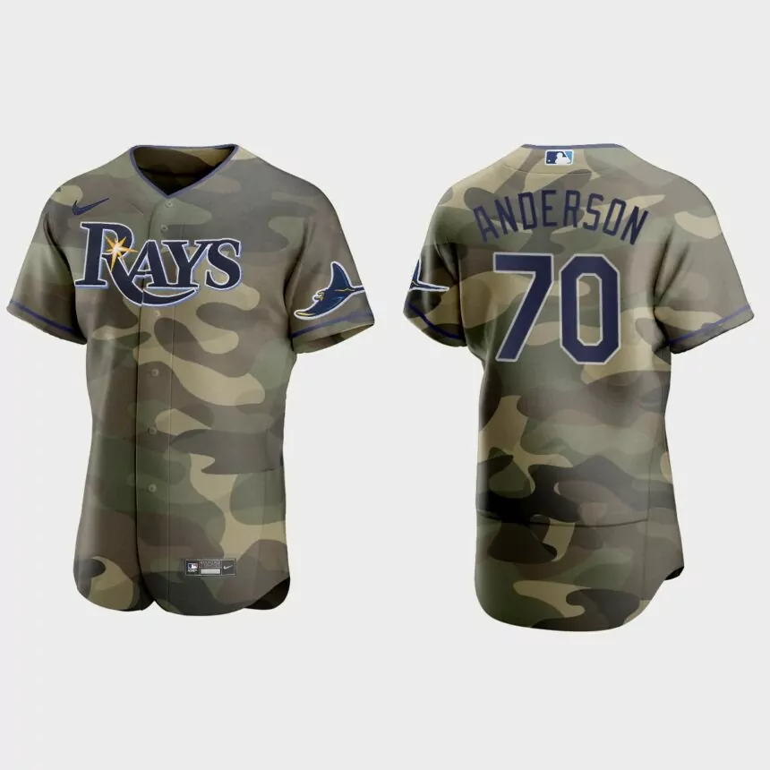 Nick Anderson Tampa Bay Rays 2021 National Armed Forces Day Authentic Jersey – Camo