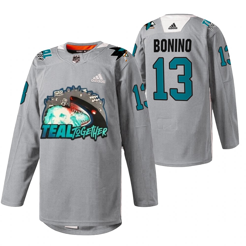 Nick Bonino Sharks Fan Appreciation Jersey Gray Teal Togehter