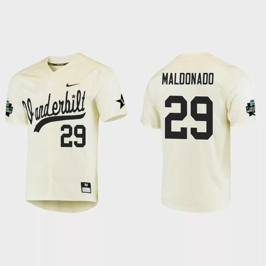 Nick Maldonado Vanderbilt Commodores College World Series Baseball Jersey – Cream