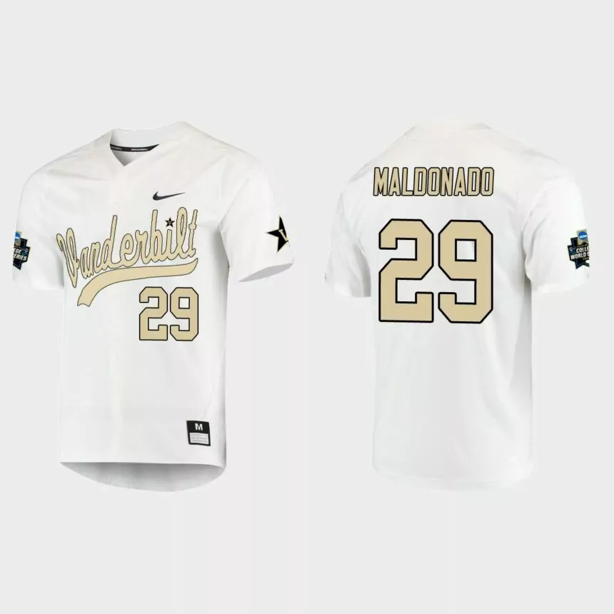Nick Maldonado Vanderbilt Commodores College World Series Baseball Jersey – White