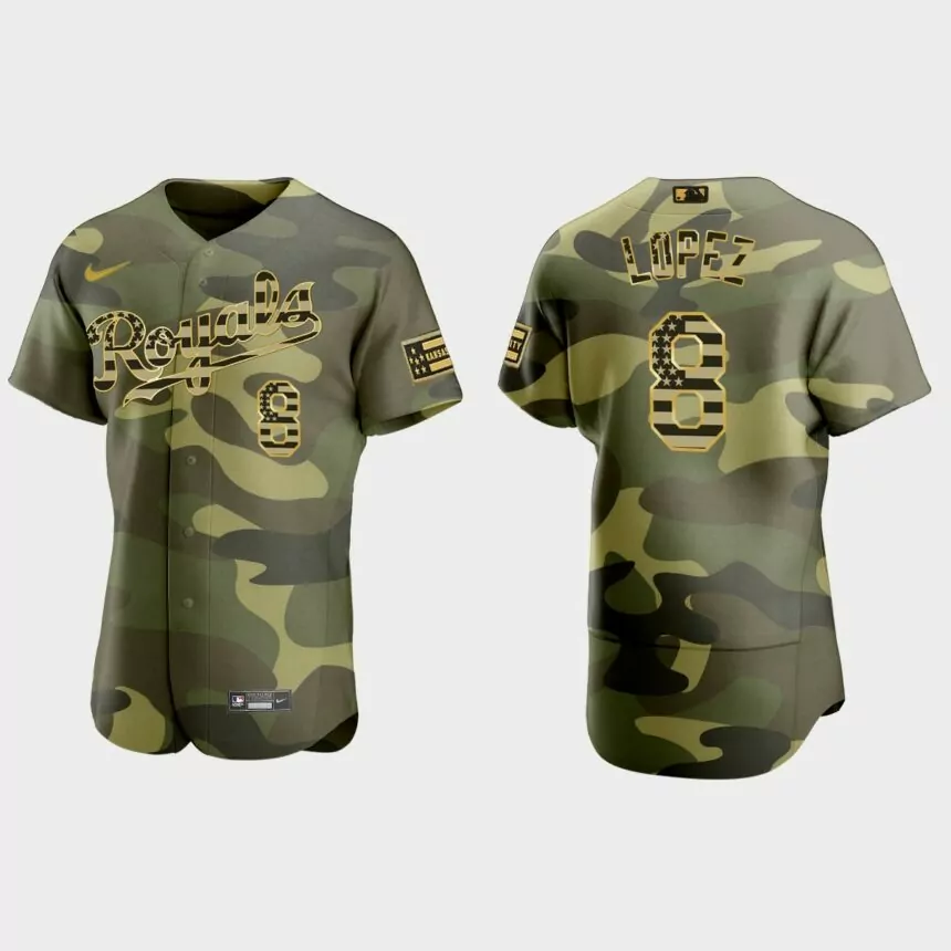 Nicky Lopez Kansas City Royals 2022 Armed Forces Day Authentic Jersey – Camo