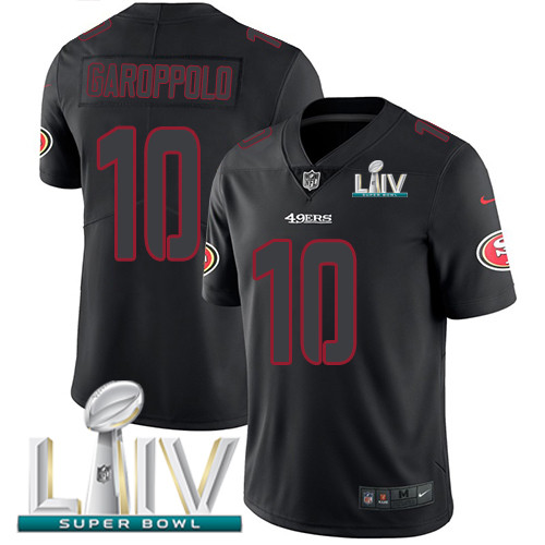 Nike 49ers #10 Jimmy Garoppolo Black Super Bowl LIV 2020 Men's Stitched NFL Limited Rush Impact Jersey