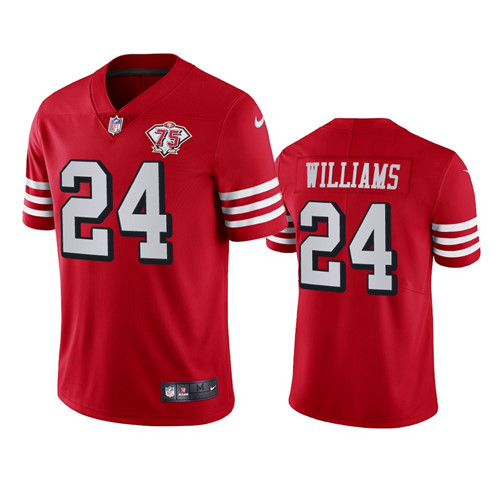 Nike 49ers #24 K'Waun Williams Red Rush Men's 75th Anniversary Stitched NFL Vapor Untouchable Limited Jersey