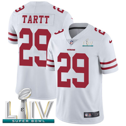Nike 49ers #29 Jaquiski Tartt White Super Bowl LIV 2020 Men's Stitched NFL Vapor Untouchable Limited Jersey