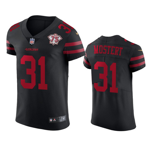 Nike 49ers #31 Raheem Mostert Black Alternate Men's 75th Anniversary Stitched NFL Vapor Untouchable Elite Jersey