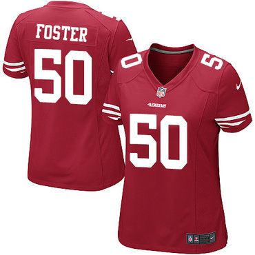 Nike 49ers #50 Reuben Foster Red Team Color Women's Stitched NFL Elite Jersey