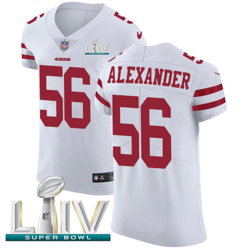 Nike 49ers #56 Kwon Alexander White Super Bowl LIV 2020 Men's Stitched NFL Vapor Untouchable Elite Jersey