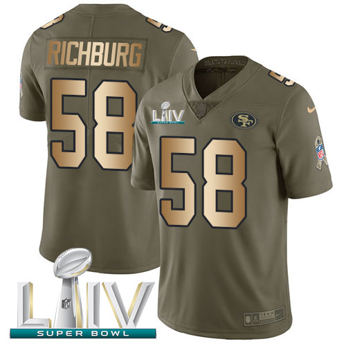 Nike 49ers #58 Weston Richburg Olive Gold Super Bowl LIV 2020 Men's Stitched NFL Limited 2017 Salute To Service Jersey