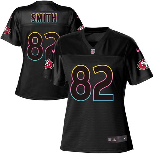 Nike 49ers #82 Torrey Smith Black Women's NFL Fashion Game Jersey