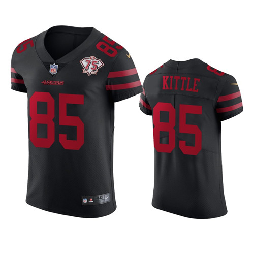 Nike 49ers #85 George Kittle Black Alternate Men's 75th Anniversary Stitched NFL Vapor Untouchable Elite Jersey